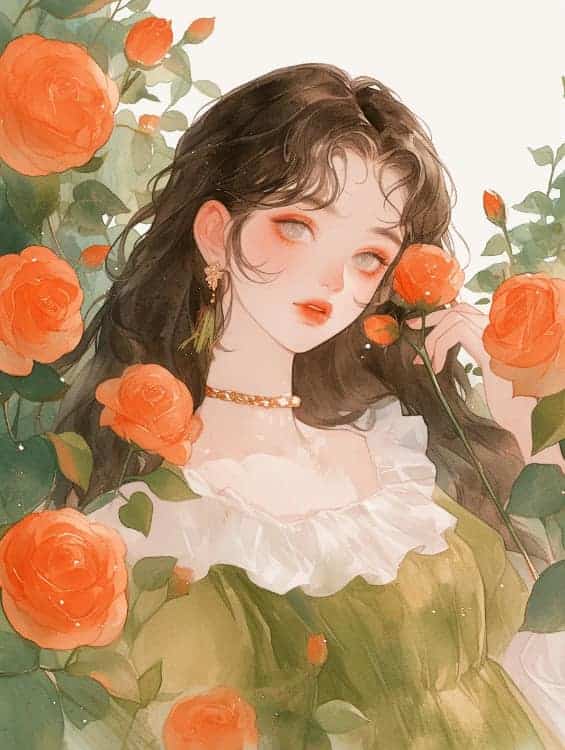 感性好看的温柔女生和红色玫瑰花微信闺蜜头像_35