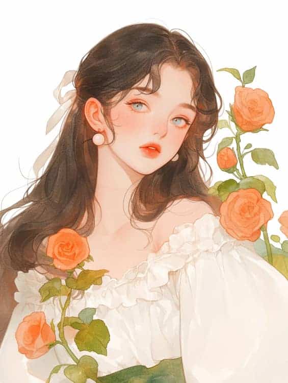 感性好看的温柔女生和红色玫瑰花微信闺蜜头像_36