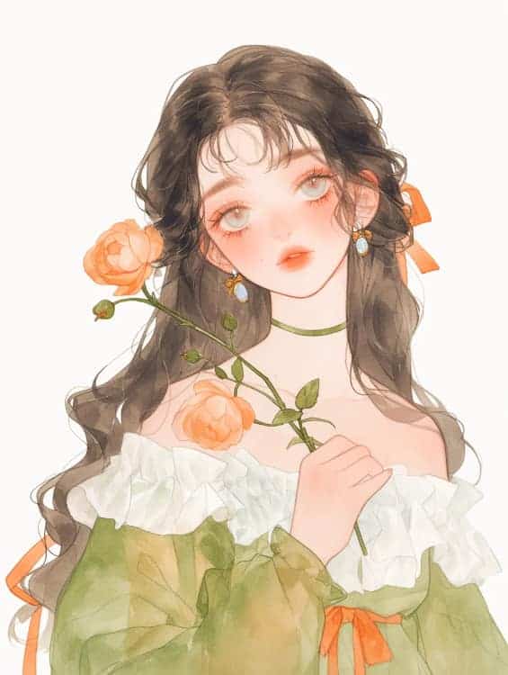 感性好看的温柔女生和红色玫瑰花微信闺蜜头像_37