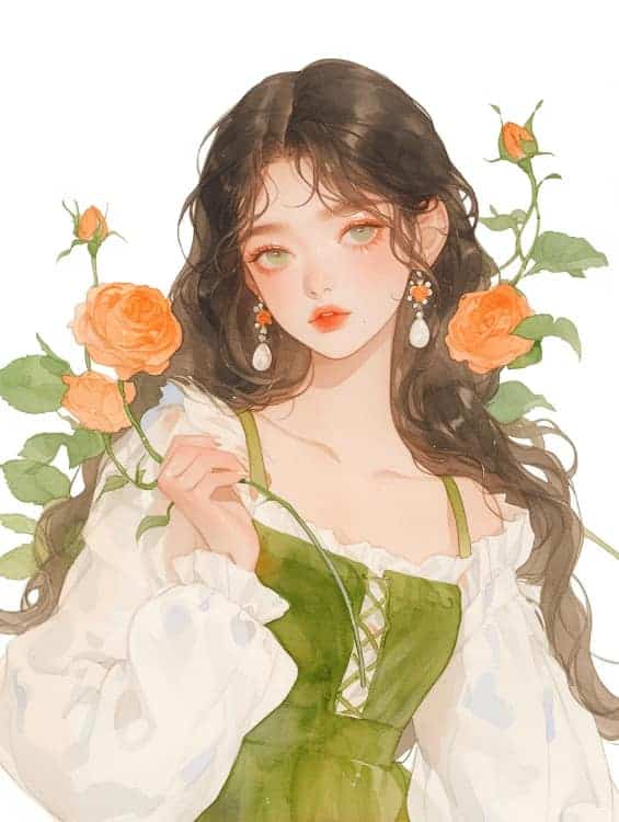 感性好看的温柔女生和红色玫瑰花微信闺蜜头像_38