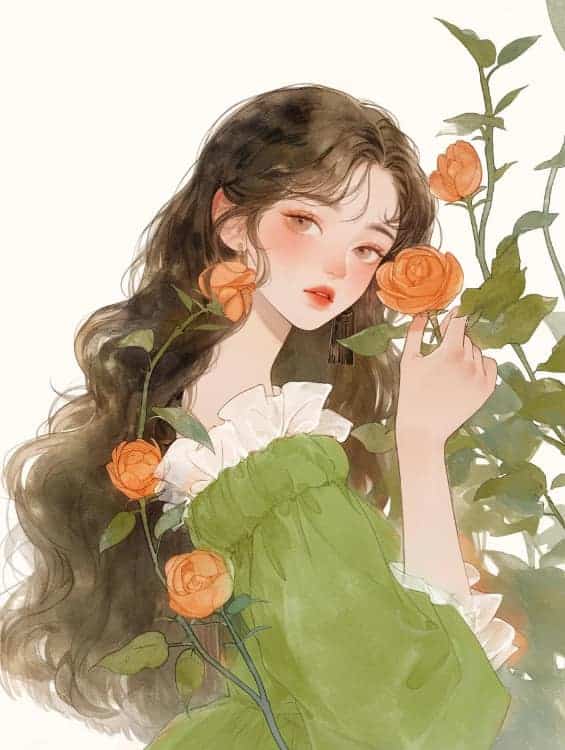 感性好看的温柔女生和红色玫瑰花微信闺蜜头像_39