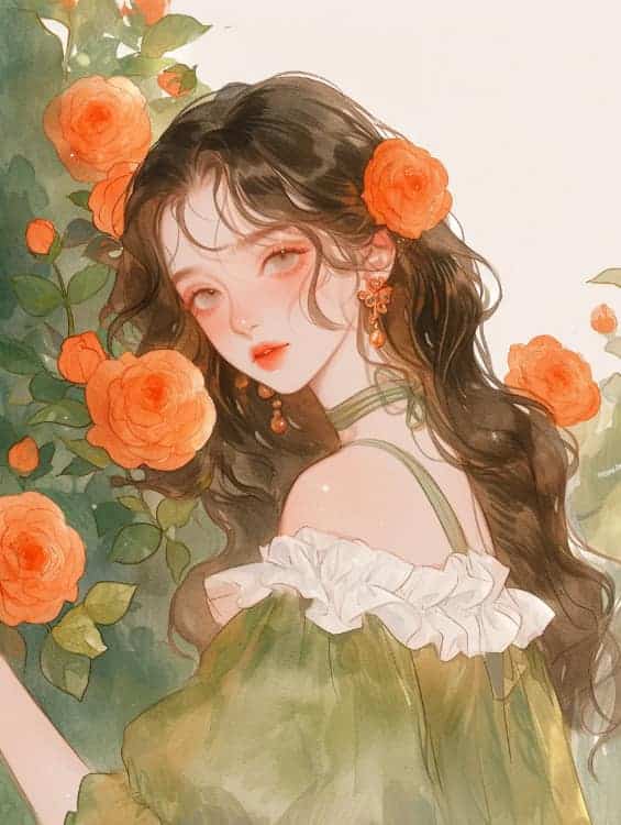 感性好看的温柔女生和红色玫瑰花微信闺蜜头像_40