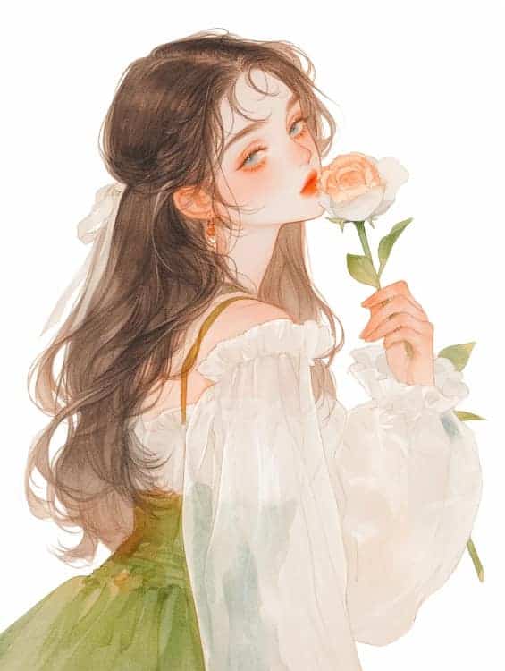 感性好看的温柔女生和红色玫瑰花微信闺蜜头像_42