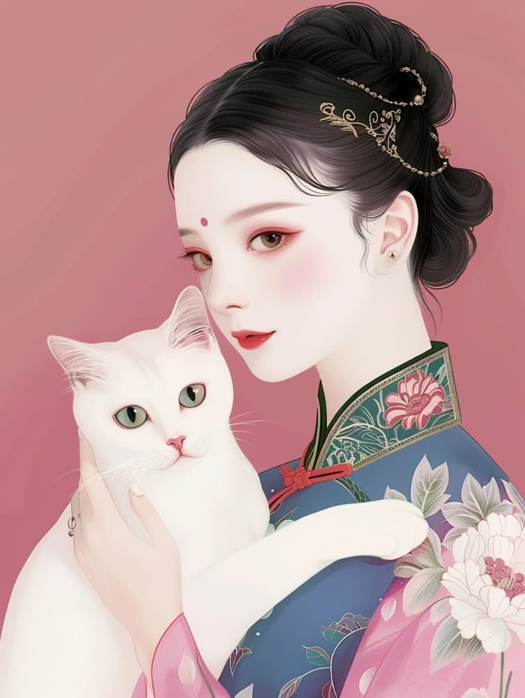 手绘古风东方气质美女图片_1