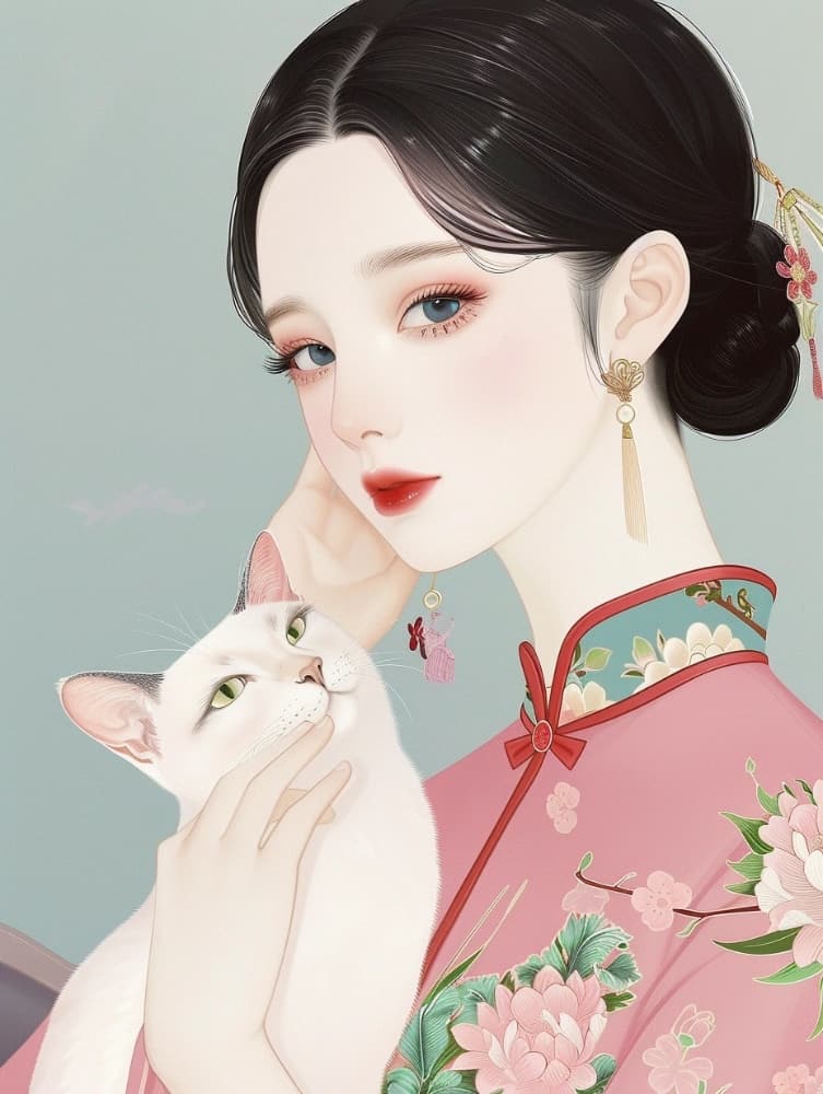 手绘古风东方气质美女图片_2