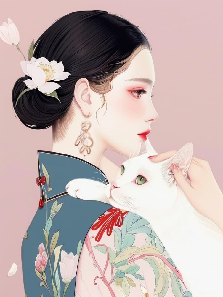 手绘古风东方气质美女图片_3