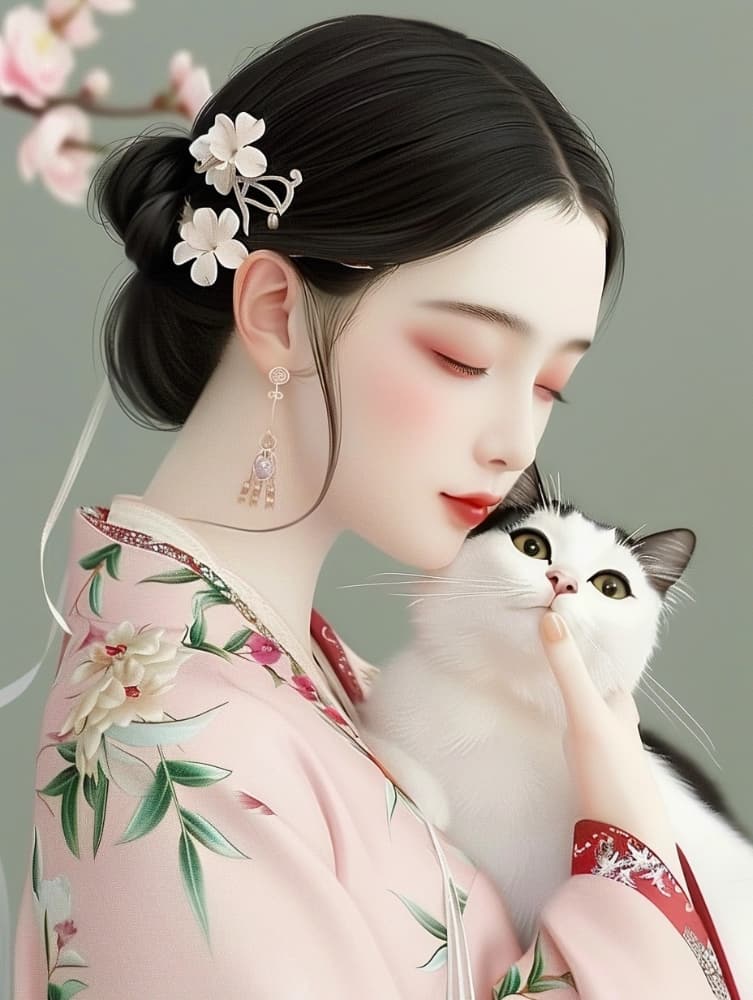 手绘古风东方气质美女图片_4