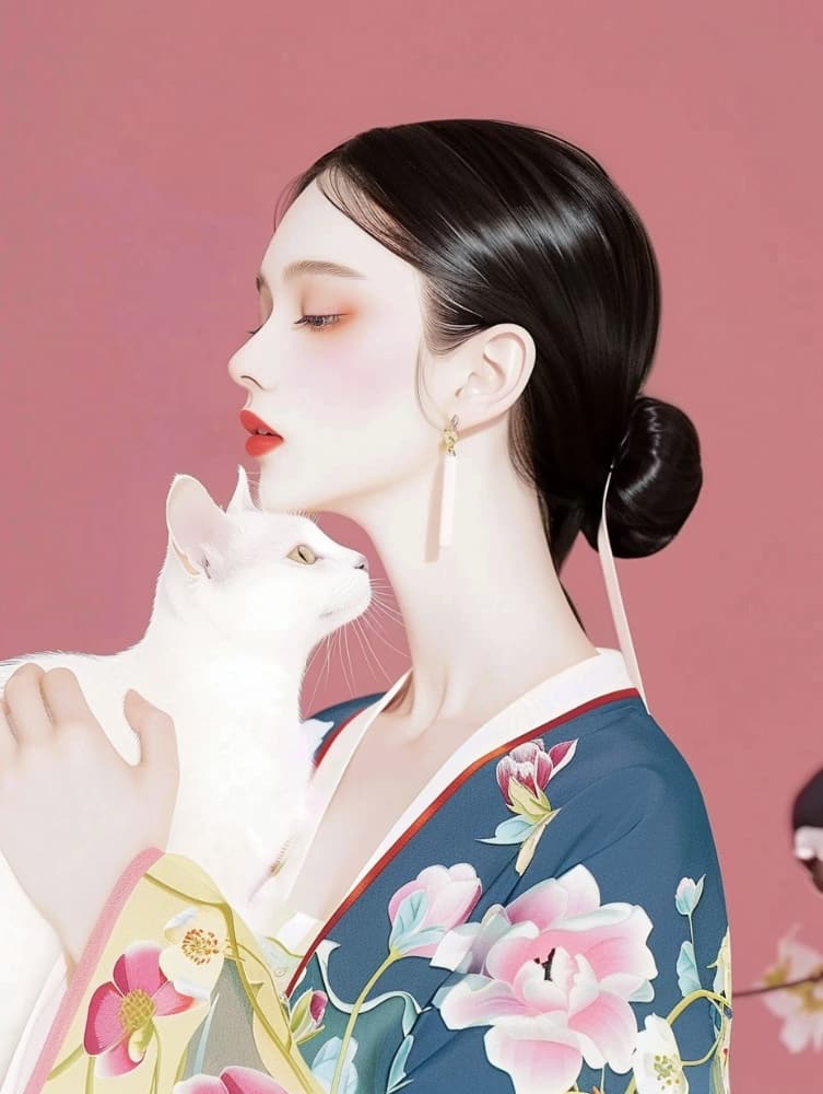 手绘古风东方气质美女图片_5