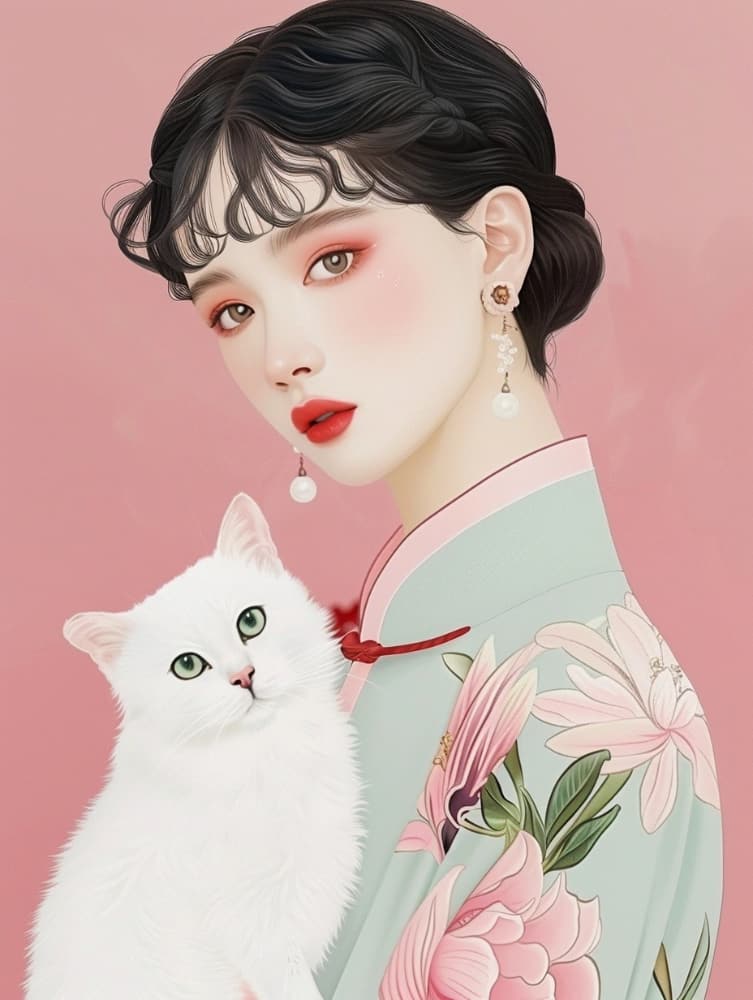 手绘古风东方气质美女图片_6