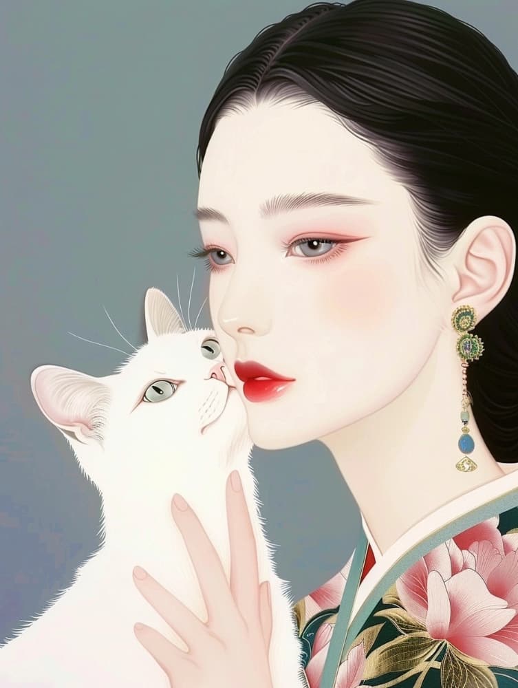 手绘古风东方气质美女图片_7