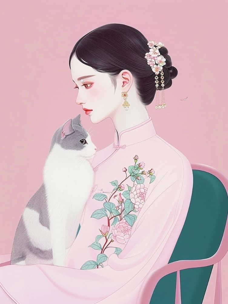 手绘古风东方气质美女图片_8