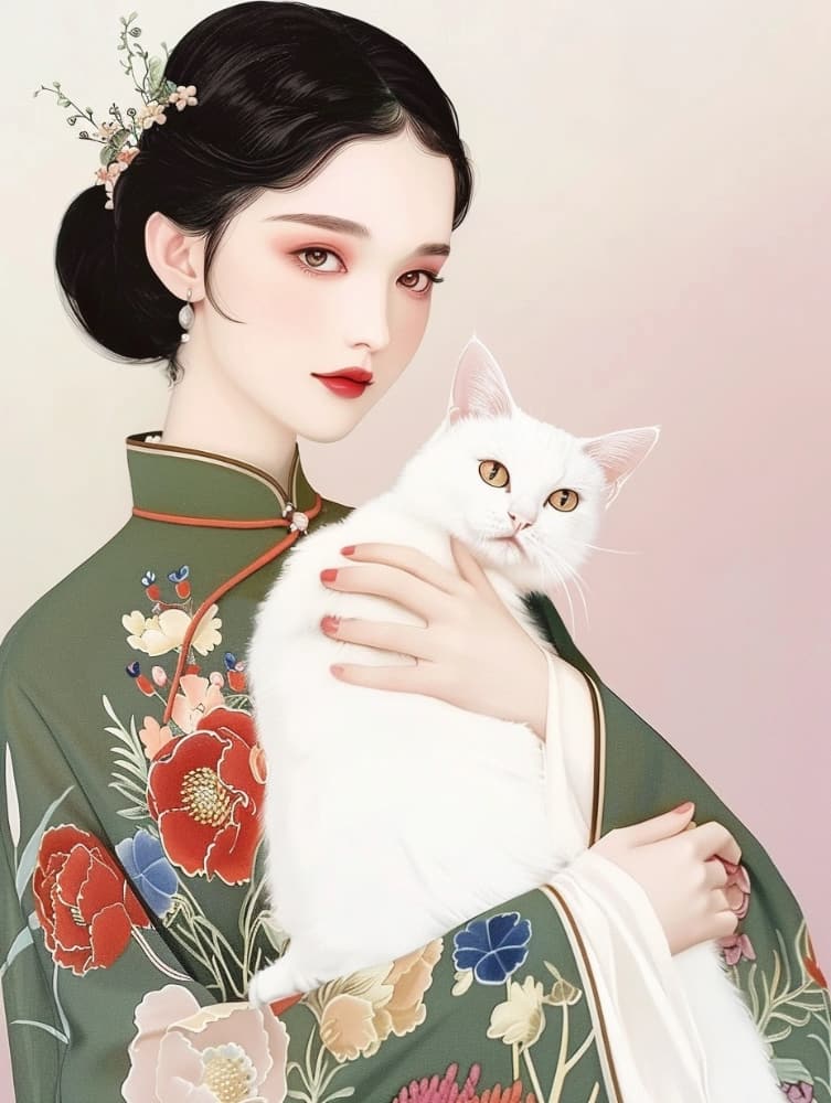 手绘古风东方气质美女图片_9