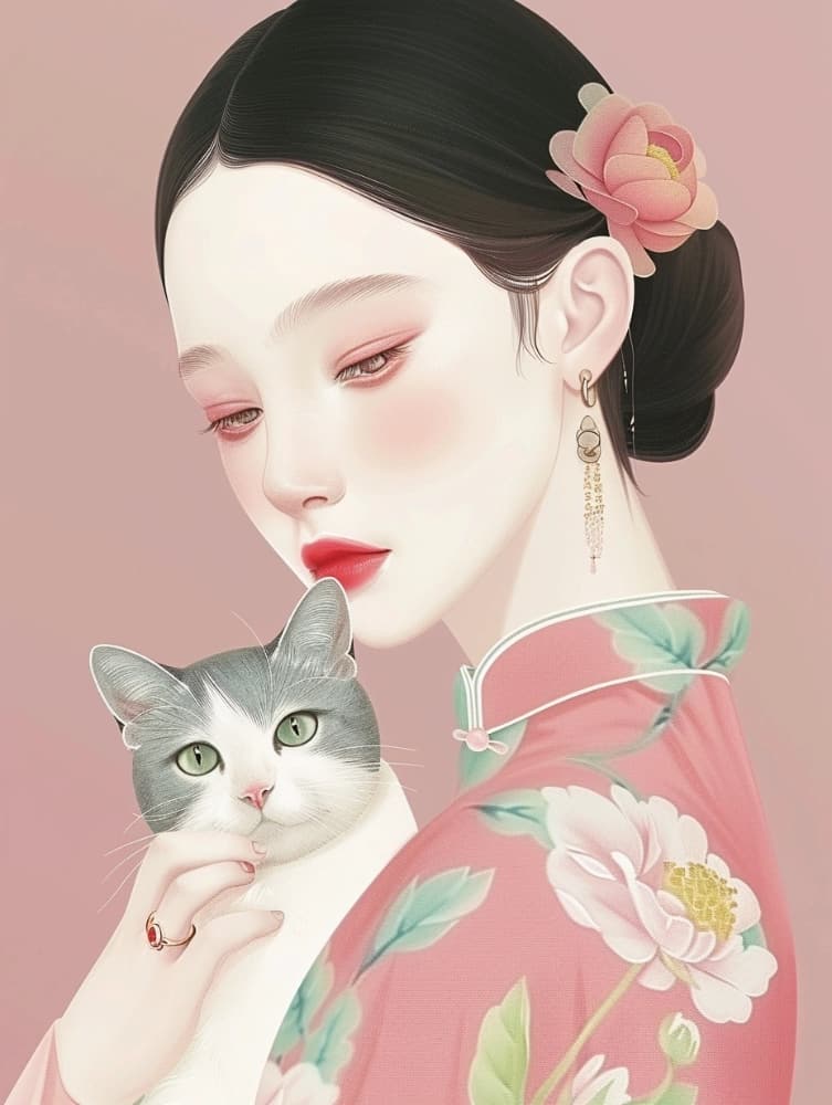 手绘古风东方气质美女图片_10