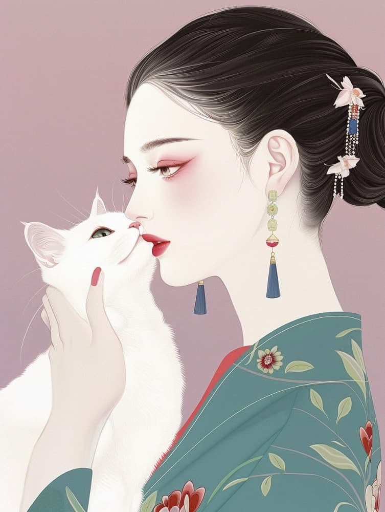 手绘古风东方气质美女图片_12