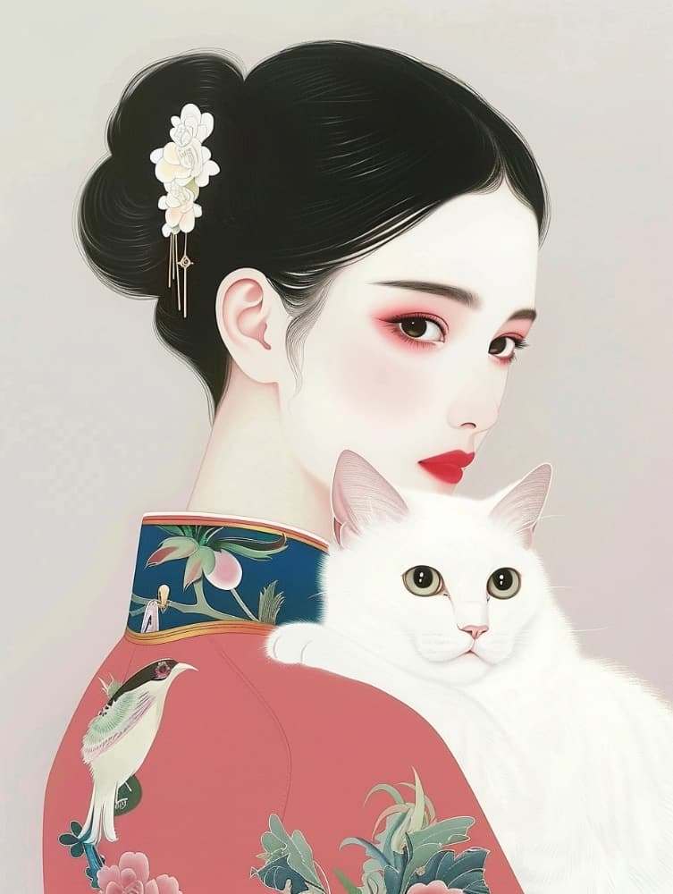 手绘古风东方气质美女图片_13