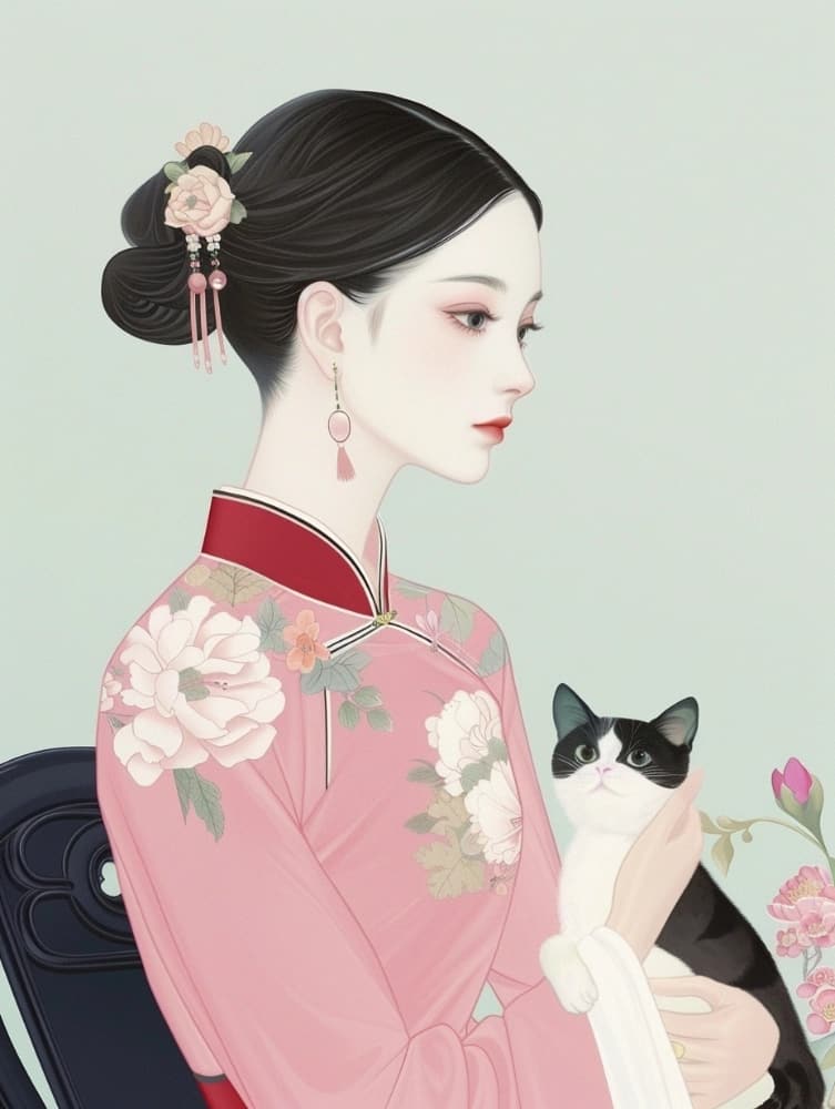 手绘古风东方气质美女图片_14