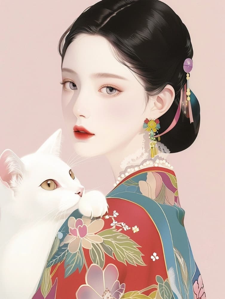 手绘古风东方气质美女图片_16