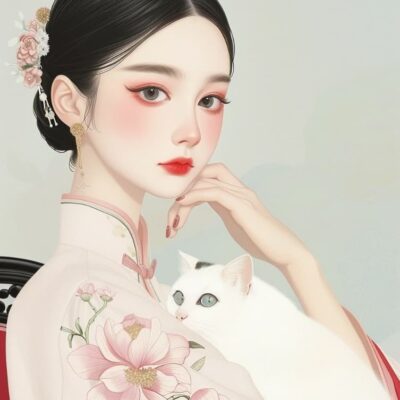 手绘古风东方气质美女图片