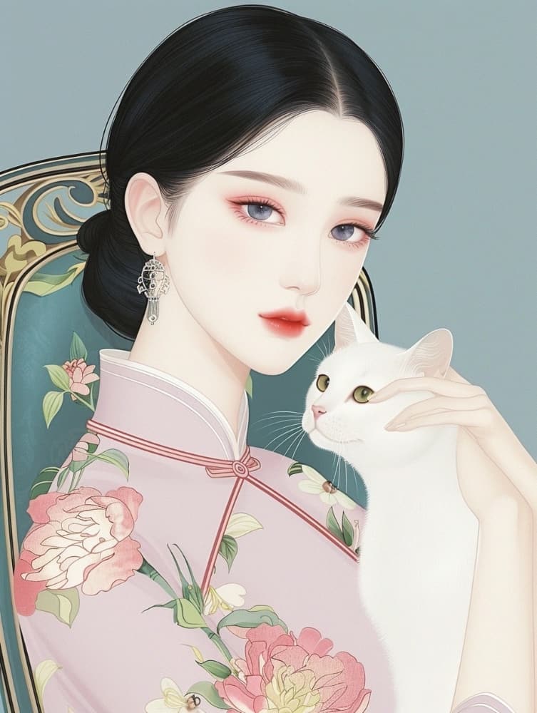手绘古风东方气质美女图片_18
