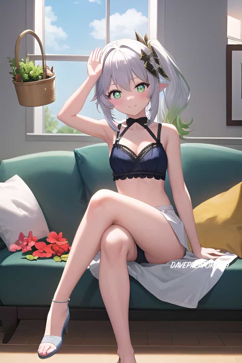 纳西妲开襟开叉裙鞋子图片选择的真棒_1