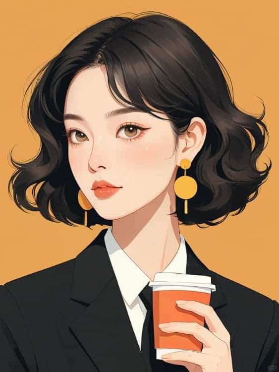 感性气质女生手拿咖啡AI微信头像_1
