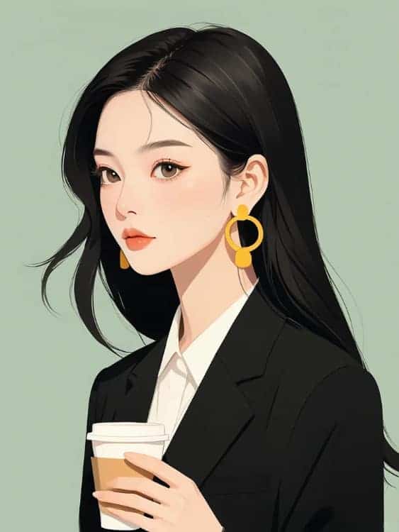 感性气质女生手拿咖啡AI微信头像_5