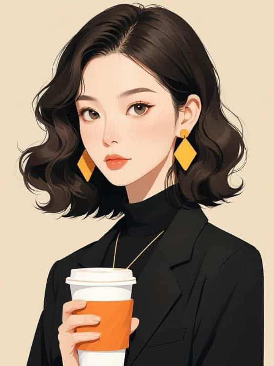 感性气质女生手拿咖啡AI微信头像_6
