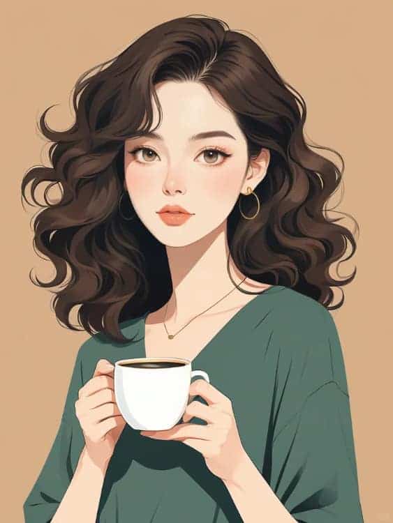 感性气质女生手拿咖啡AI微信头像_8