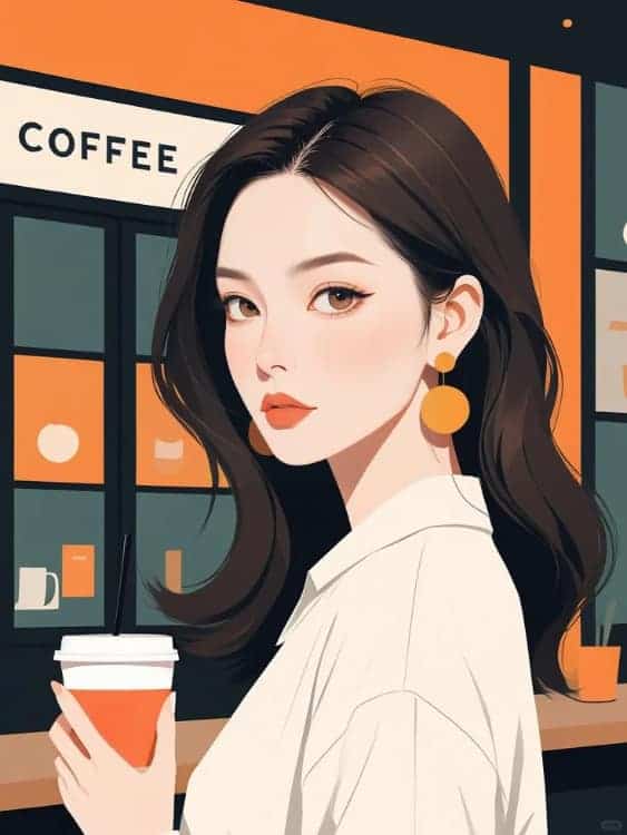 感性气质女生手拿咖啡AI微信头像_10