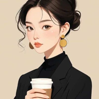 感性气质女生手拿咖啡AI微信头像