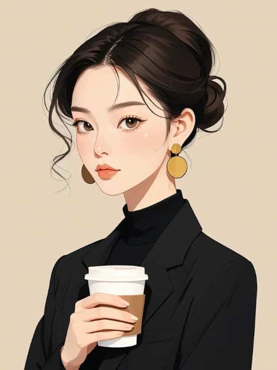 感性气质女生手拿咖啡AI微信头像_11