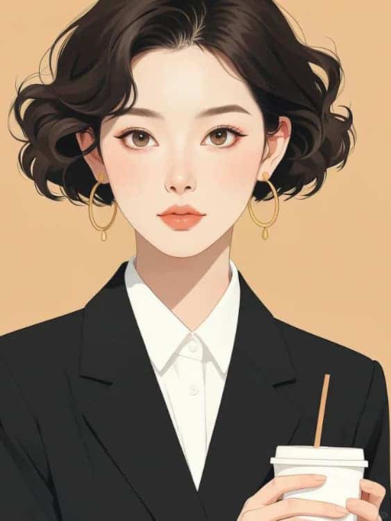 感性气质女生手拿咖啡AI微信头像_12
