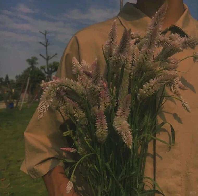 男生拿花真人部位头像 氛围感男头_15