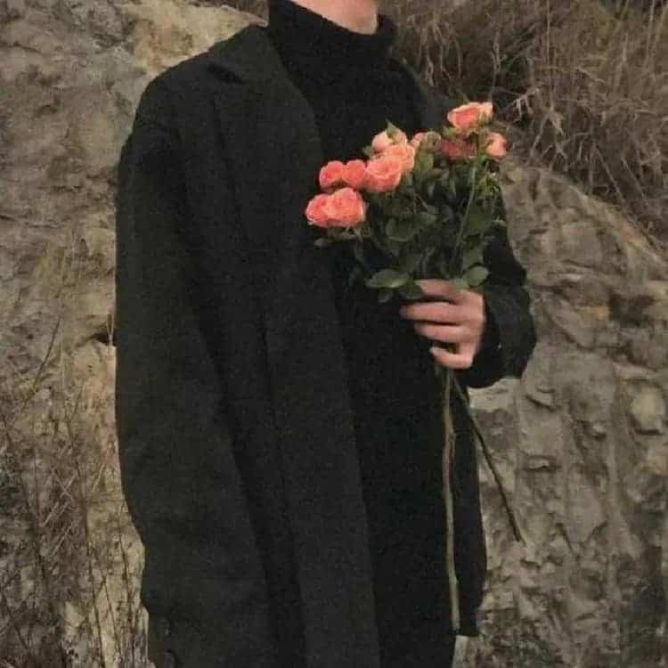 男生拿花真人部位头像 氛围感男头_17
