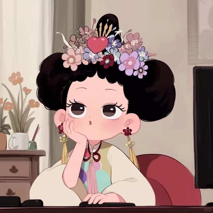 不想上班可爱后宫版古风女生头像_6