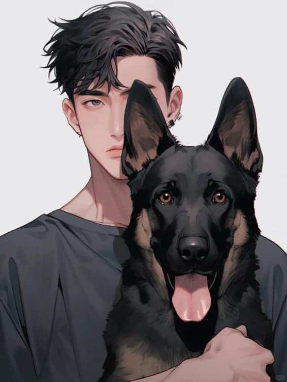 帅气男生和狗AI动漫微信头像_19