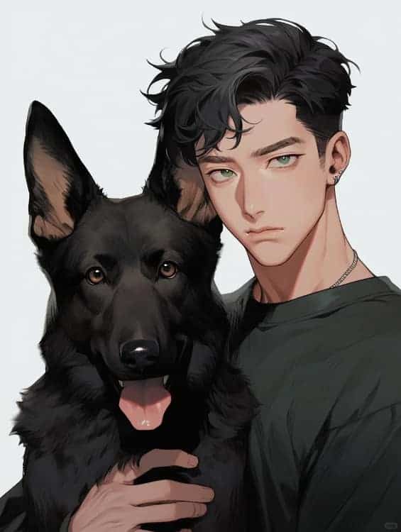 帅气男生和狗AI动漫微信头像_21