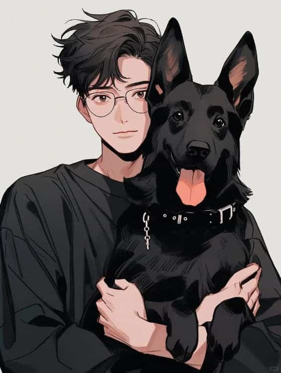 帅气男生和狗AI动漫微信头像_24
