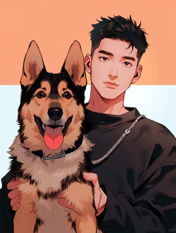 帅气男生和狗AI动漫微信头像_31