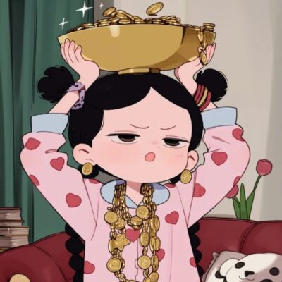 女生招财运发财可爱卡通头像