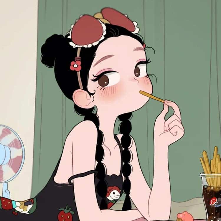 适合夏天的摆烂女生卡通闺蜜头像_3