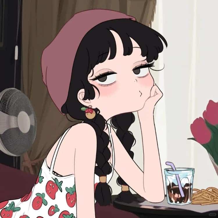 适合夏天的摆烂女生卡通闺蜜头像_5