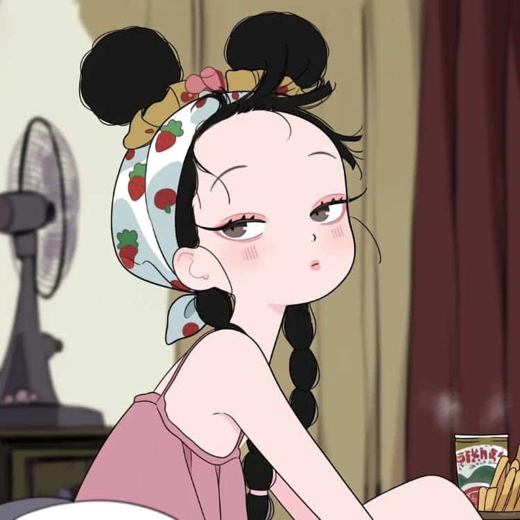适合夏天的摆烂女生卡通闺蜜头像_7