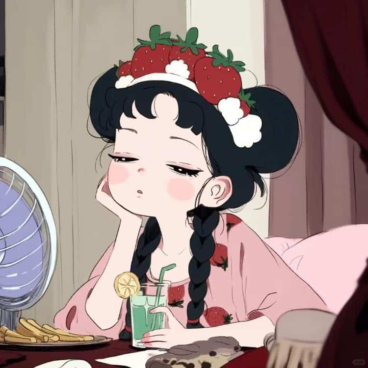 适合夏天的摆烂女生卡通闺蜜头像_8