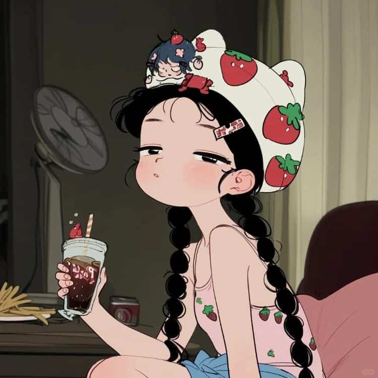 适合夏天的摆烂女生卡通闺蜜头像_10
