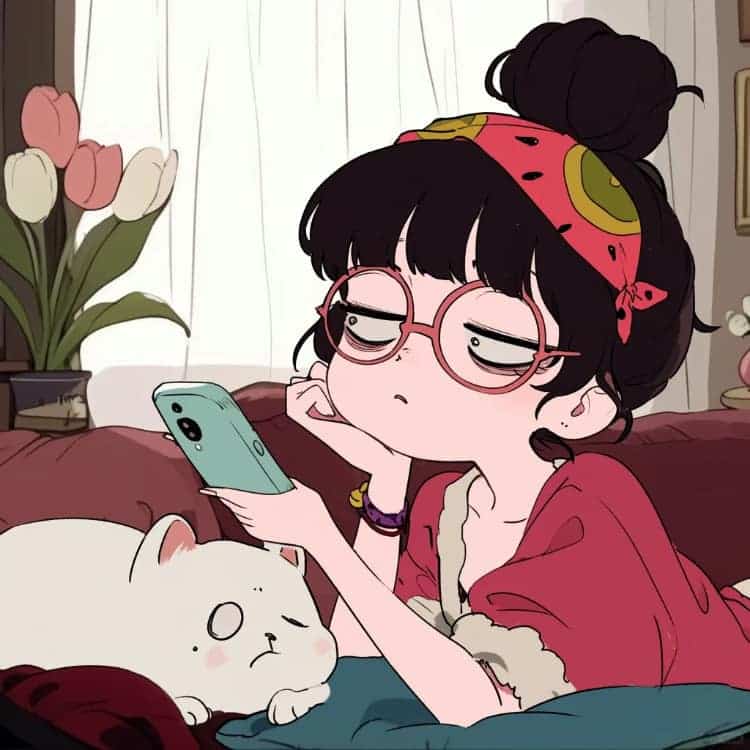 适合夏天的摆烂女生卡通闺蜜头像_12