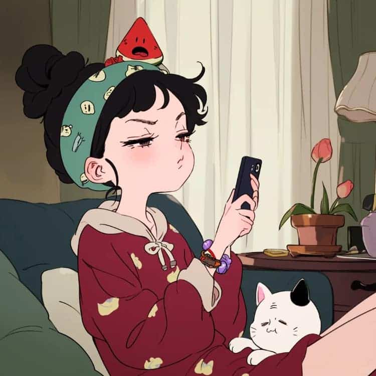 适合夏天的摆烂女生卡通闺蜜头像_13