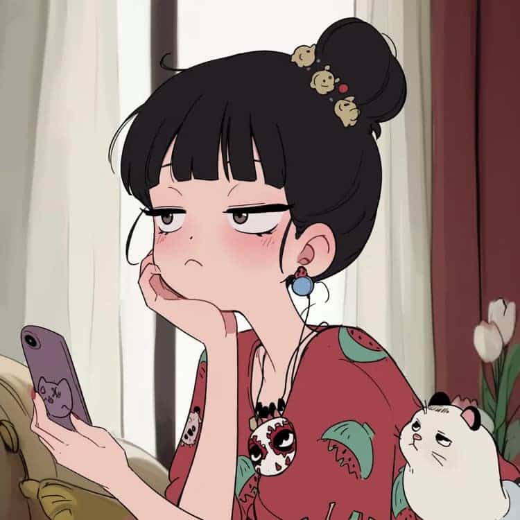 适合夏天的摆烂女生卡通闺蜜头像_14
