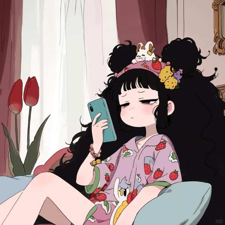 适合夏天的摆烂女生卡通闺蜜头像_15