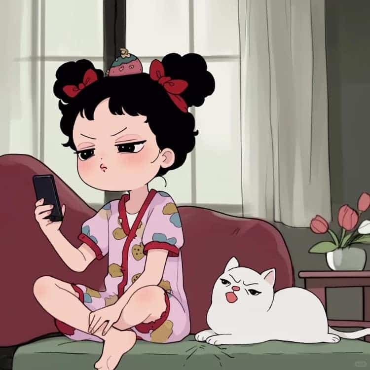 适合夏天的摆烂女生卡通闺蜜头像_17